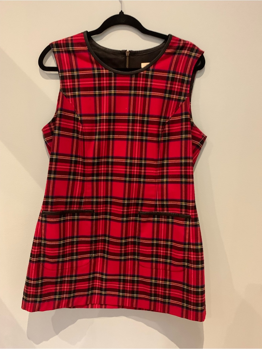 Sleeveless Red Plaid Mini Dress